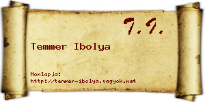 Temmer Ibolya névjegykártya